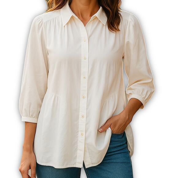 Lilly Pulitzer White Poplin Button Down Shirt Size Medium - Picture 1 of 12